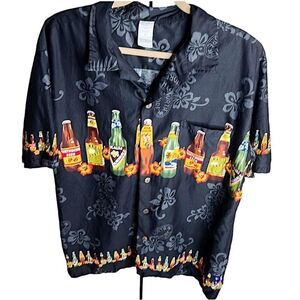 ❤️Vintage Palmwave Hawaiian Beer Bottles Hawaiian Art Button Down Casual Shirt